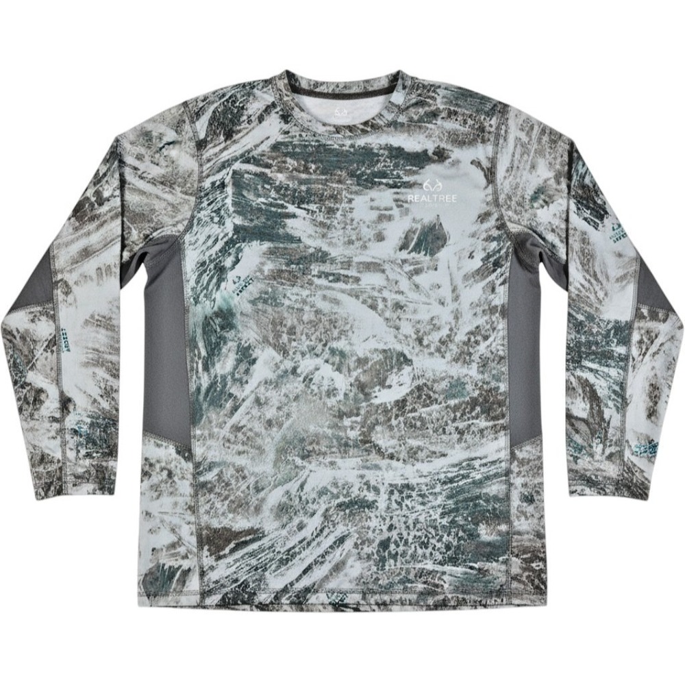 Realtree Aspect Men's Med Gray Green Camo Long Sleeve Performance Fishing Shirt